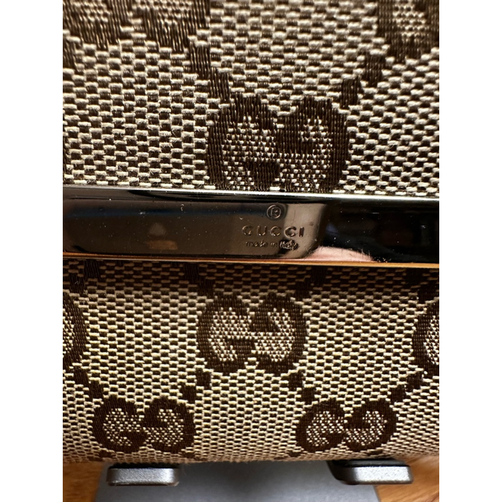 Gucci Brown Beige Canvas Long Flap Wallet - Picture 2 of 12